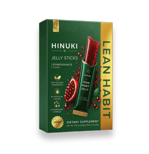 Hinuki 1er-Packung — grüne Lean-Habit-Schachtel mit 10 Granatapfel-Jelly-Sticks